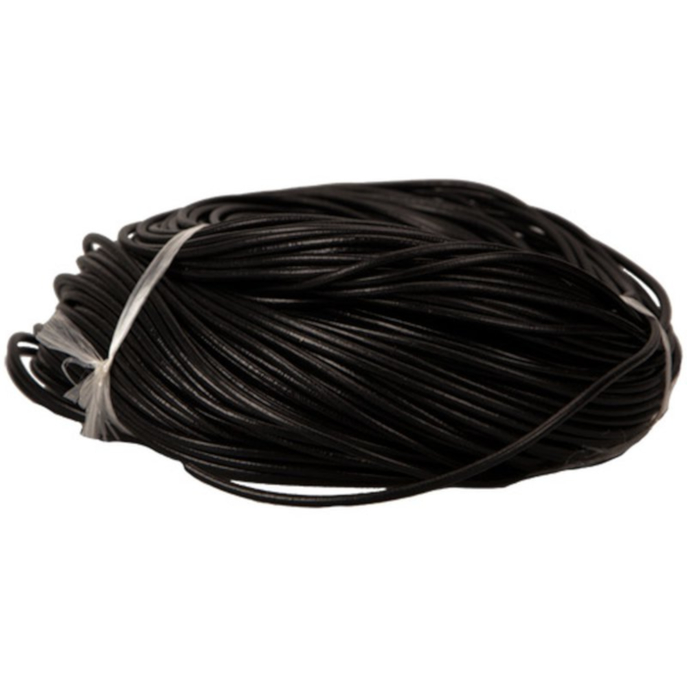 Lederband Ø 3mm - 1m - RUND -Lederschnur, Lederriemen in Farbe SCHWARZ