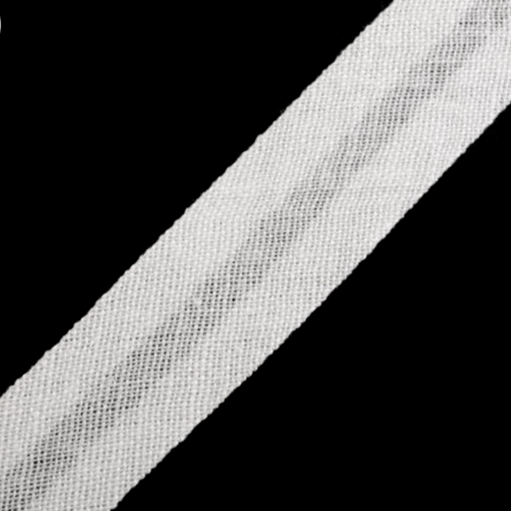 Schrägband aus Baumwolle 14mm breit gefalzt in  Weiß (100)