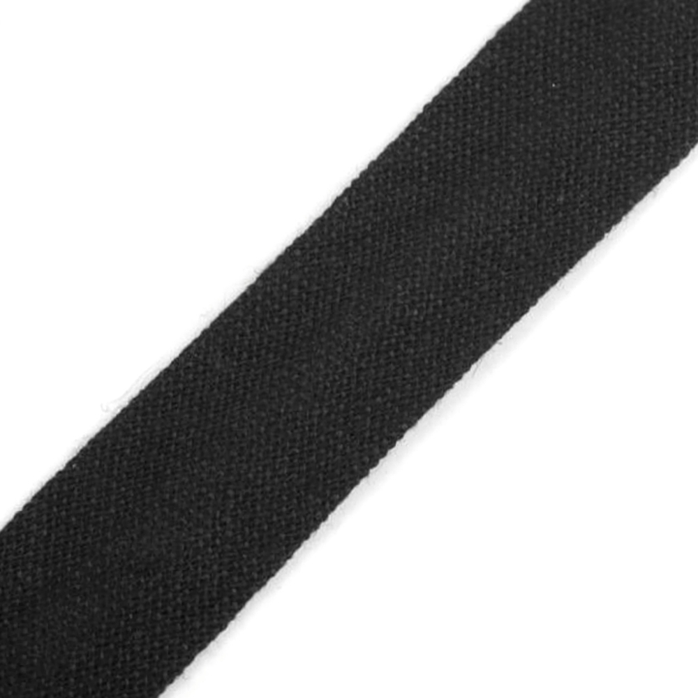 Schrägband aus Baumwolle 14mm breit gefalzt in  Schwarz (143)