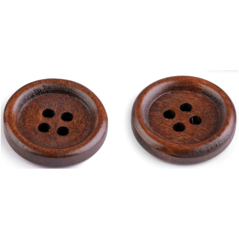 10x 4-Loch Holzknopf - 32" = 20,32mm - Rund - Kirsche