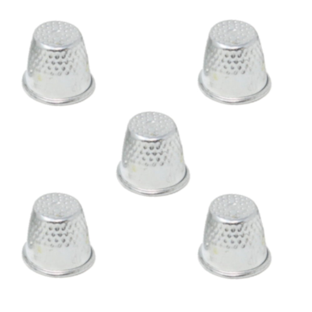 5 Fingerhüte in silberfarben mit 15 mm Durchmesser
