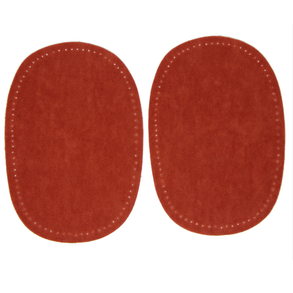2 Bügelflecken oval aus Wildlederimitat 14,5 x10cm in Terracotta