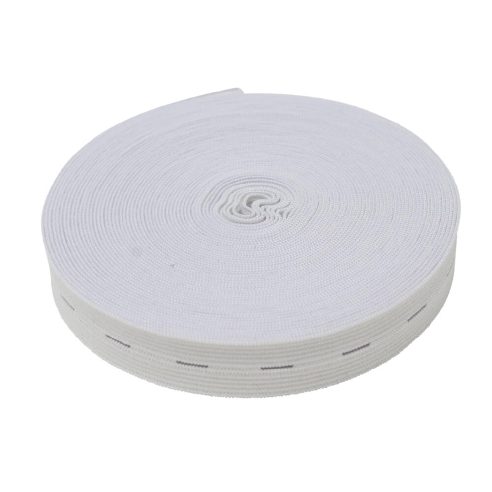 20 mm | Lochgummiband in der Farbe Weiß - Meterware
