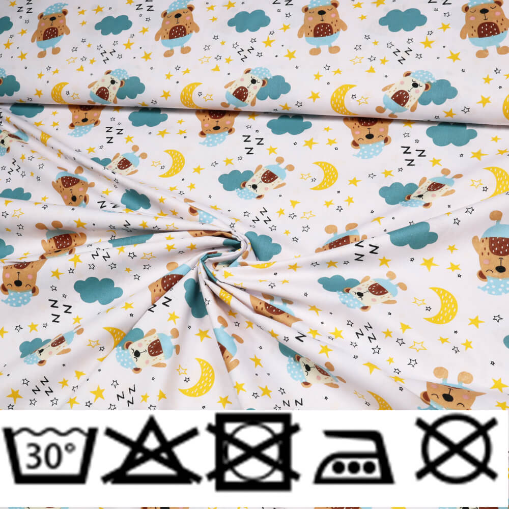 0,5 m | Kinderstoff Baumwolle in Öko-Tex Standard - Gute Nacht Bärchen (13132)
