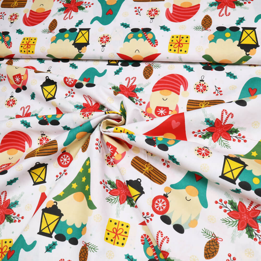 0,5 m | Kinderstoff Baumwolle in Öko-Tex Standard - Weihnachts-Zwerge (13125)