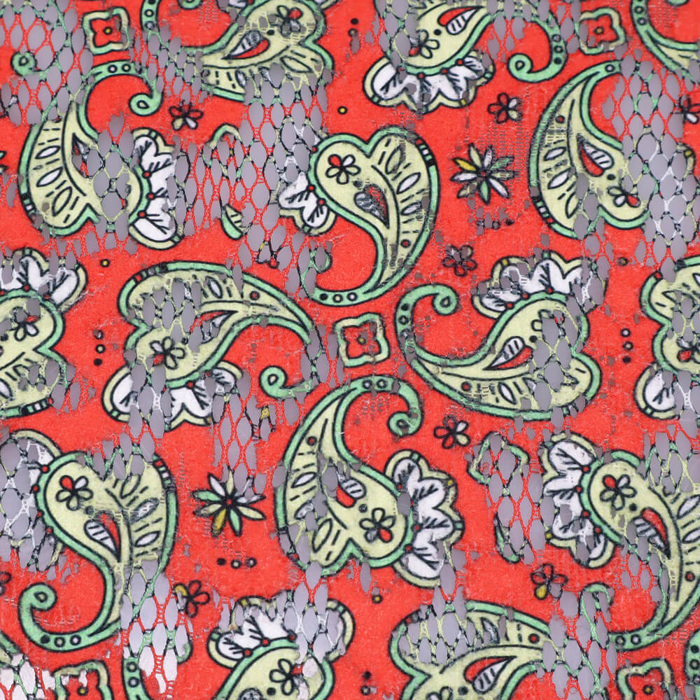 0,5 m | Spitzenstoff Blumen & Paisleymuster (4037)