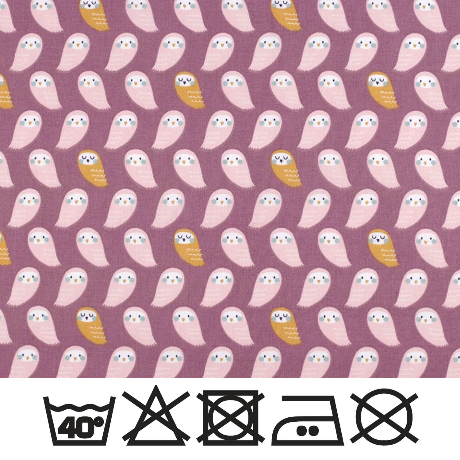 1 m | Baumwollstoff / Leinen 150 cm Breite 100% Baumwolle - lila Hintergrund mit Eulen (1)
