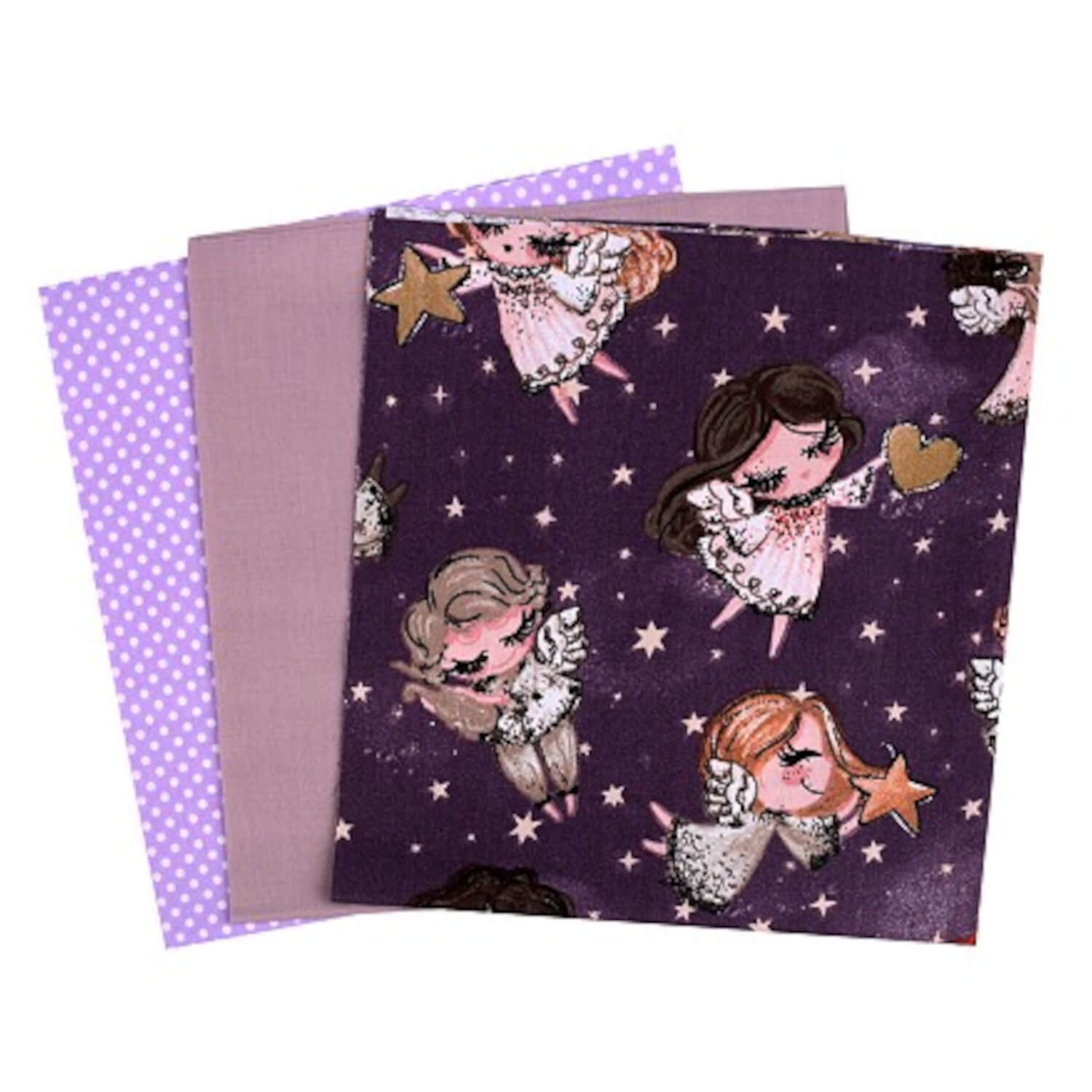 3 Stück Patchworkstoffset 40 x 40 cm - Lila (57)