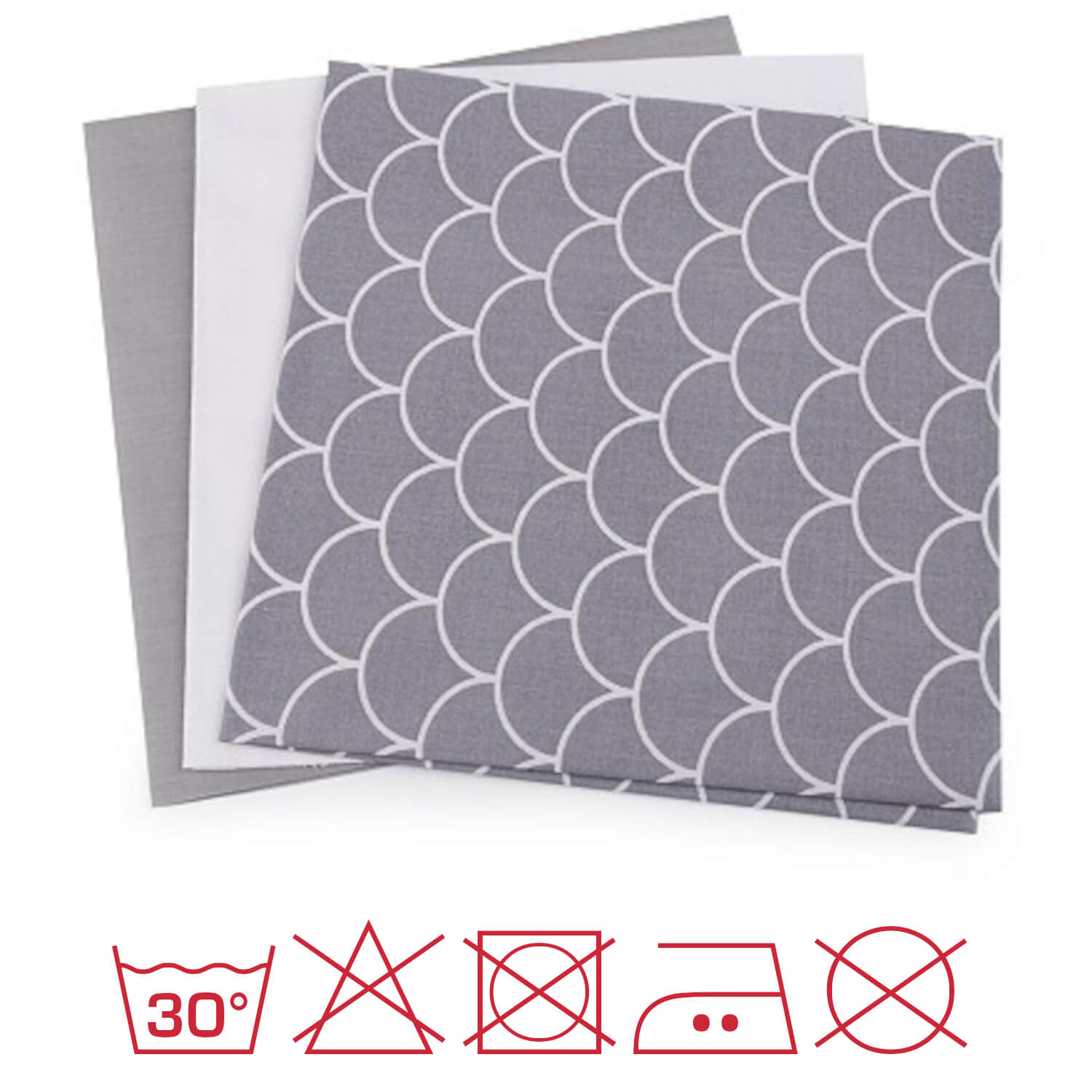 3 Stück Patchworkstoffset 40 x 40 cm - Grau (63)