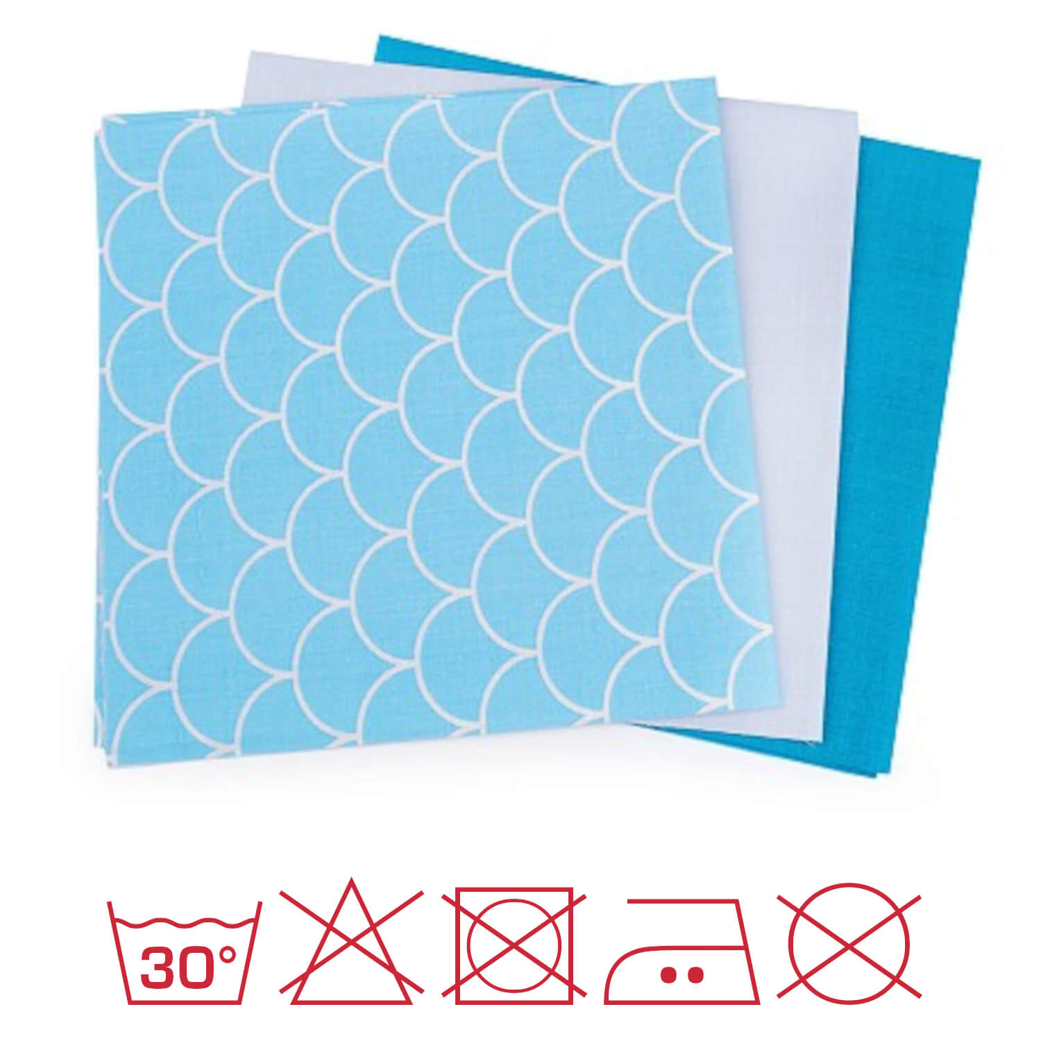 3 Stück Patchworkstoffset 40 x 40 cm - Azzuro Blau (64)