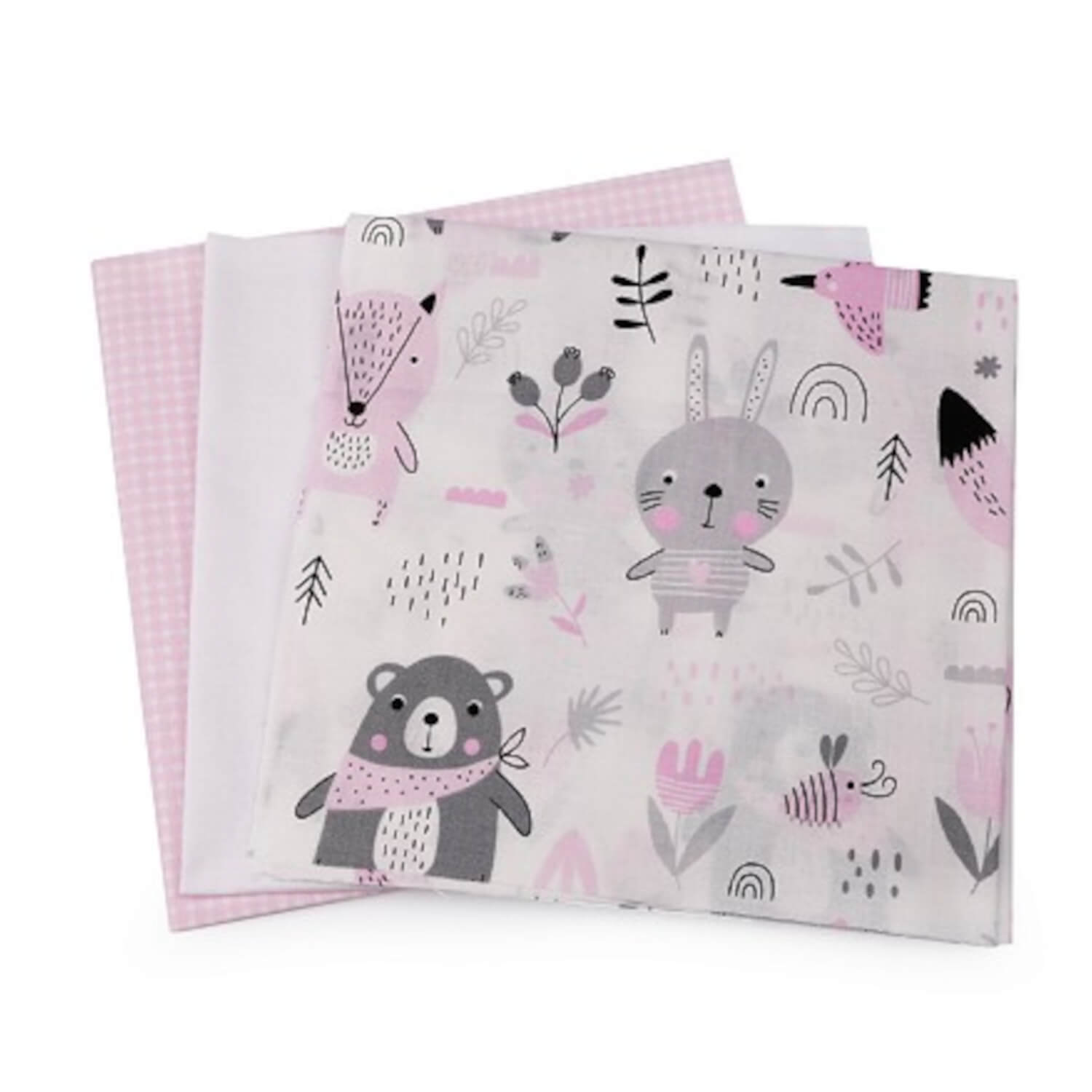 3 Stück Patchworkstoffset 40 x 40 cm - Rosa (67)