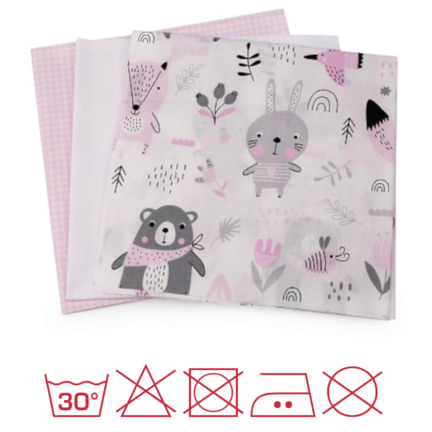 3 Stück Patchworkstoffset 40 x 40 cm - Rosa (67)
