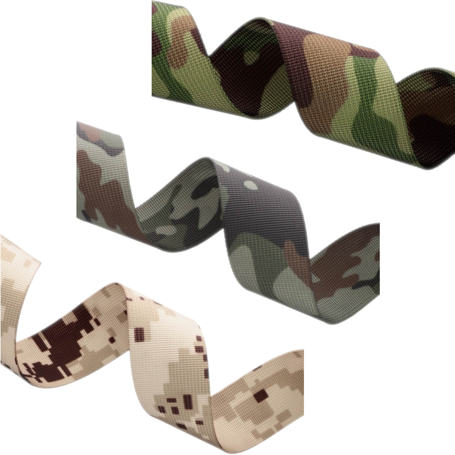 Gurtband / Tragband - 25mm Breite - Camouflage Muster & Pixel