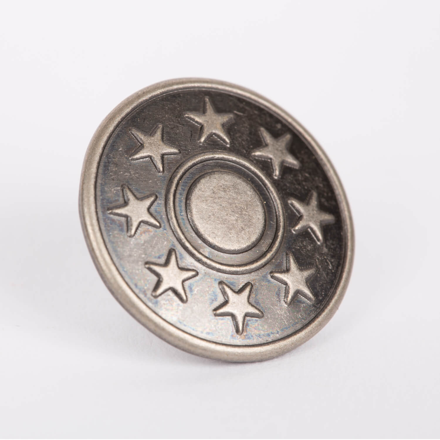 10 Stück Metallknöpfe - 20mm - Altsilberfarben - Motiv: Sterne