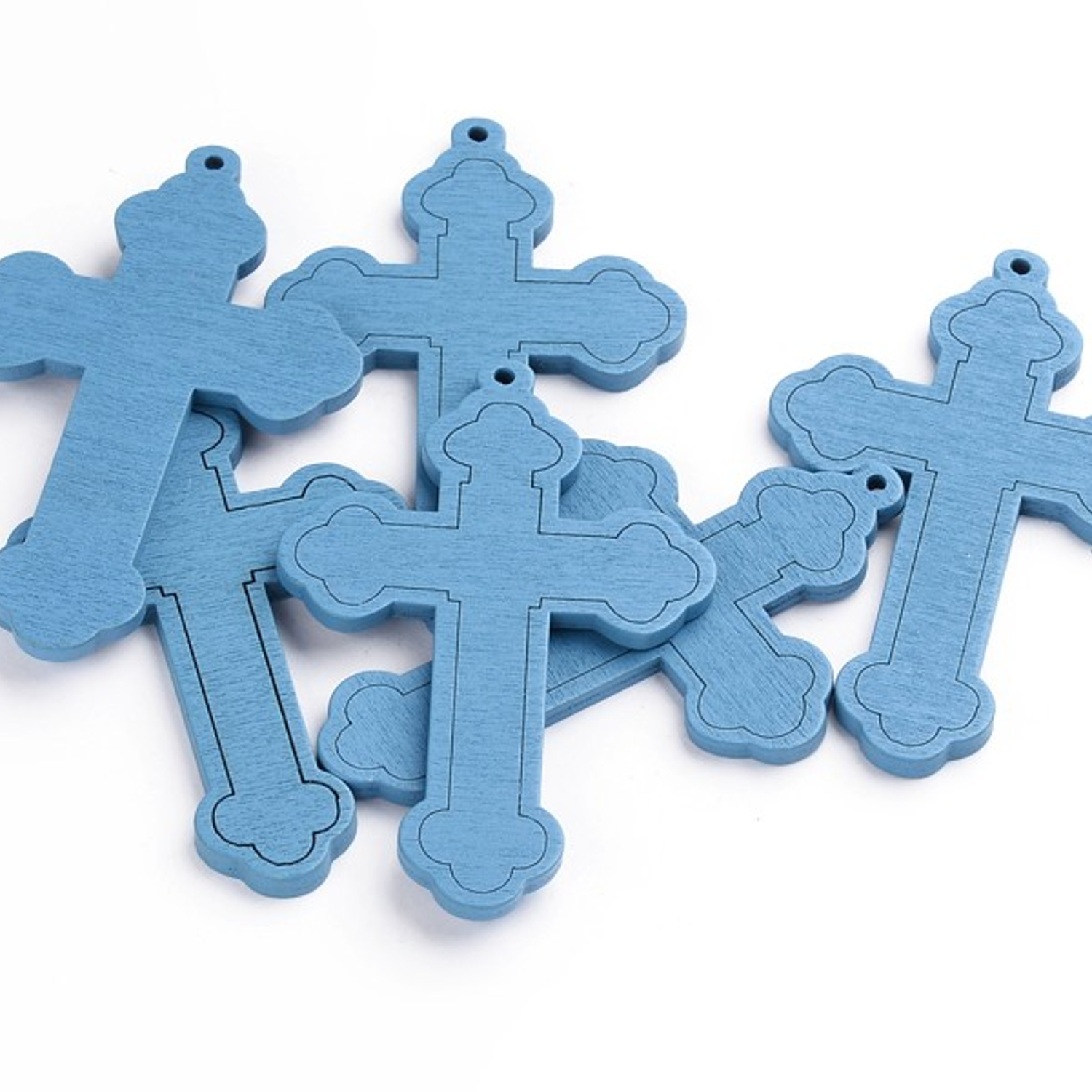 2x Anhänger Holzkreuz - 85x57x5,5 mm - Hellblau