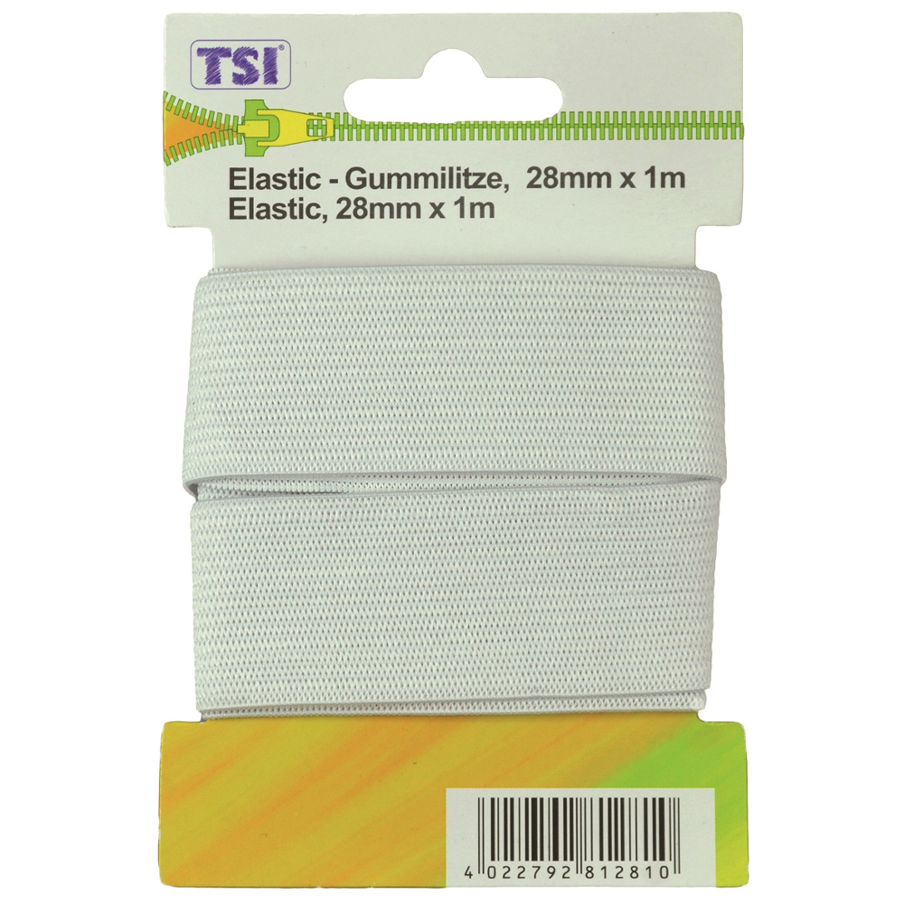Elastic Gummilitze 28mm x 1m in weiß