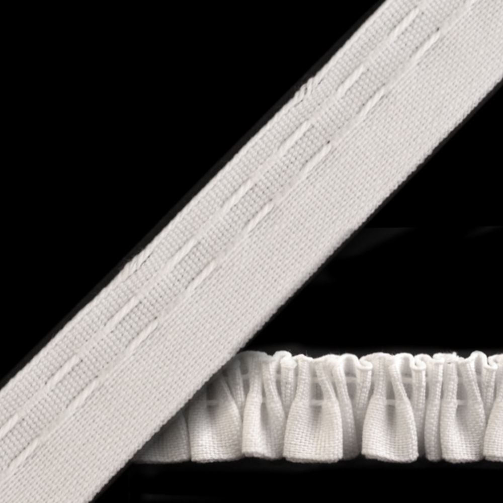 Gardinenband | Smokband 20mm breit | flach | Asylum Weiß