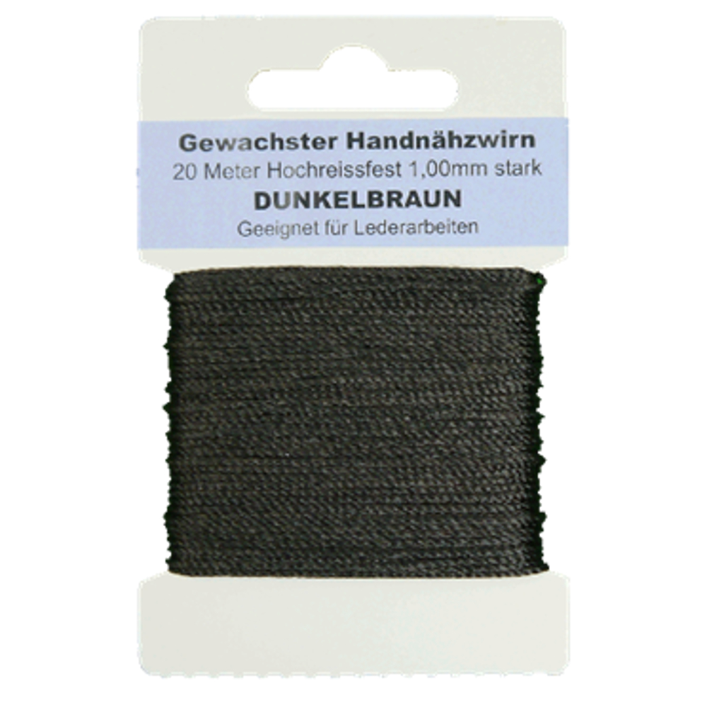 20 Meter gewachster Handnähzwirn Ø 1mm für Lederarbeiten in dunkelbraun