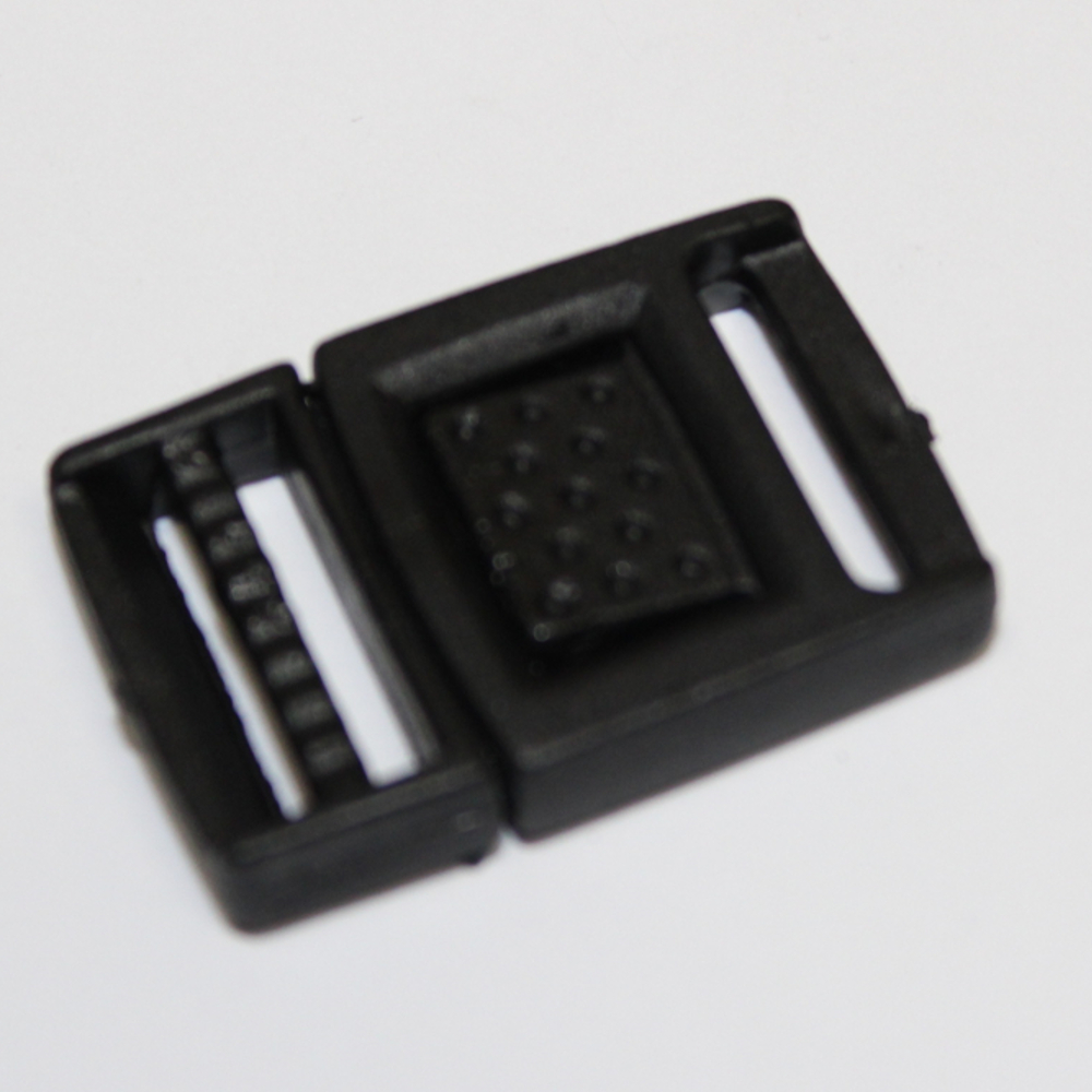 2x Steckschnalle 15mm - mit Regulator - in Schwarz