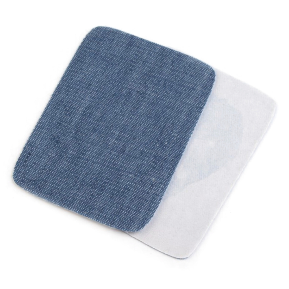 2x Jeans Bügelflicken - 5,3 x 7,9 cm - Blau-Grau (5)