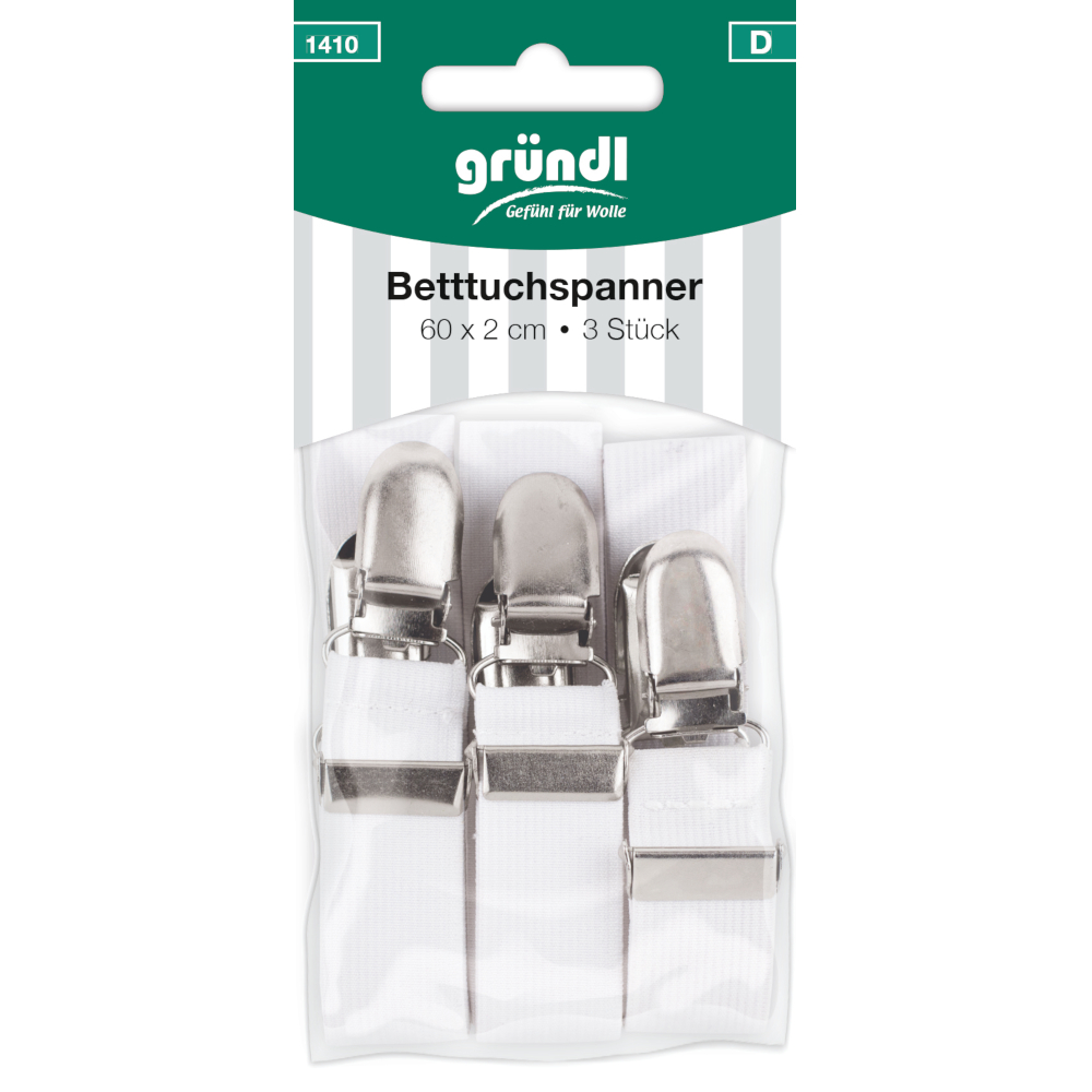 3 Betttuchspanner 60x2 cm - verstellbar - in Weiß