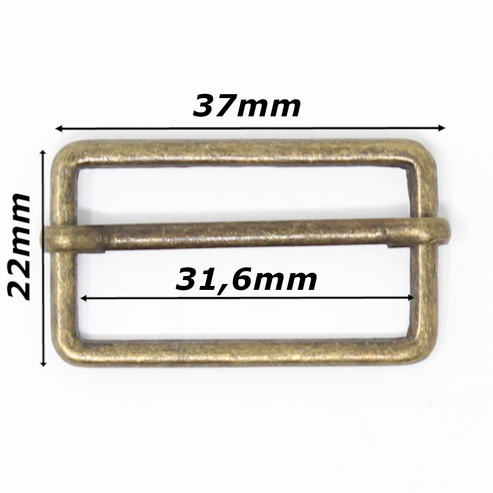 10 Metallschieber für 30mm breite Gurtbänder in Altmessing