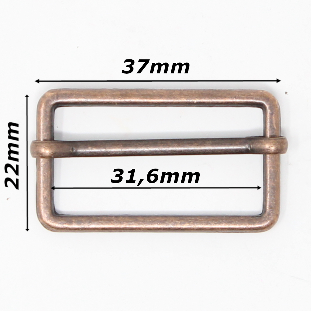 10 Metallschieber für 30mm breite Gurtbänder in Altkupfer