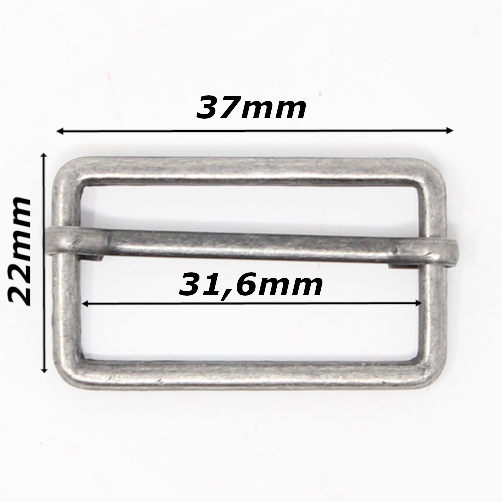10 Metallschieber für 30mm breite Gurtbänder in Altsilber