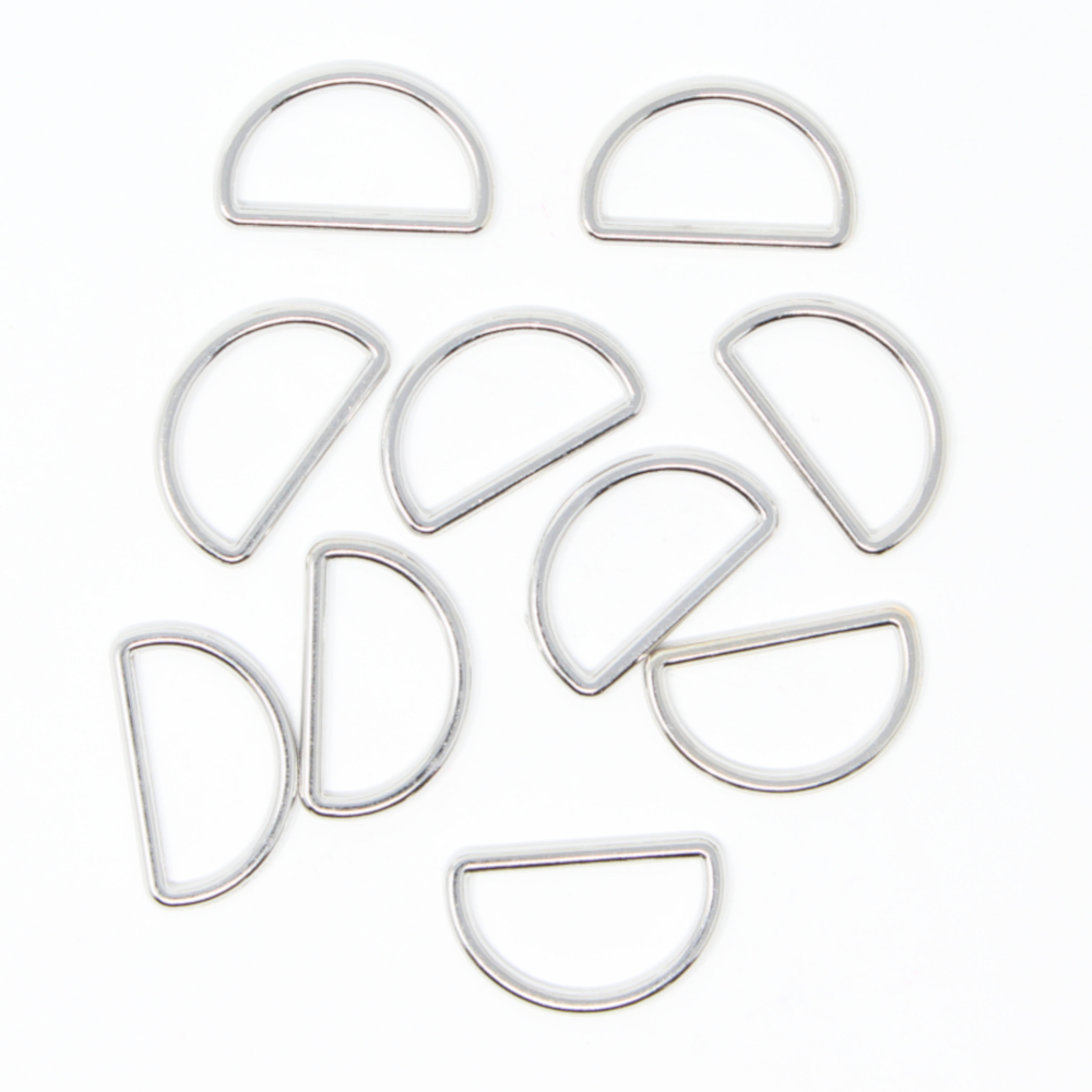 10 D-Ringe für Gurtbänder bis 30mm Breite in Silberfarben