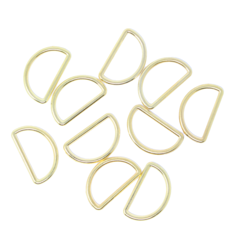 10 D-Ringe für Gurtbänder bis 30mm Breite in Goldfarben