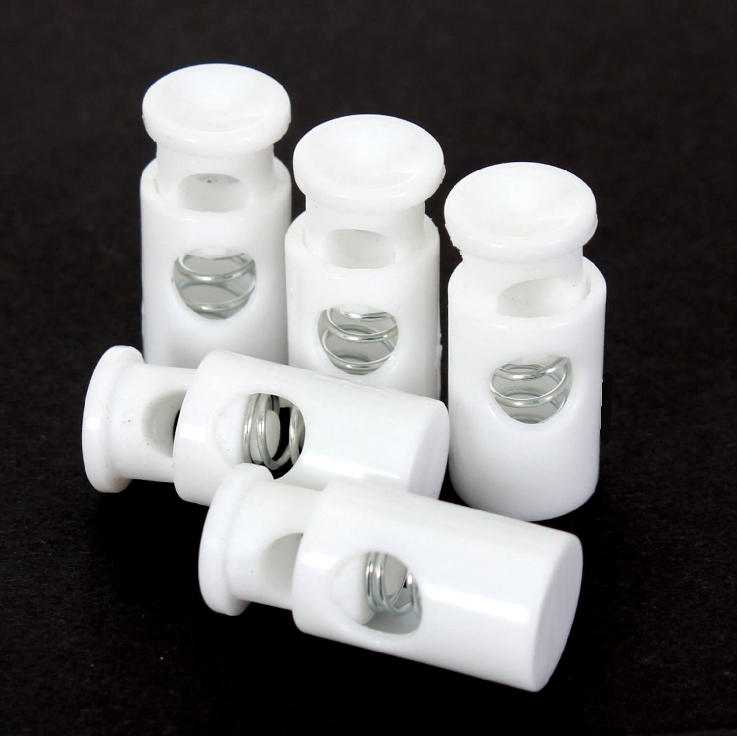 10x Zylinderkordelstopper 28mm in Weiß