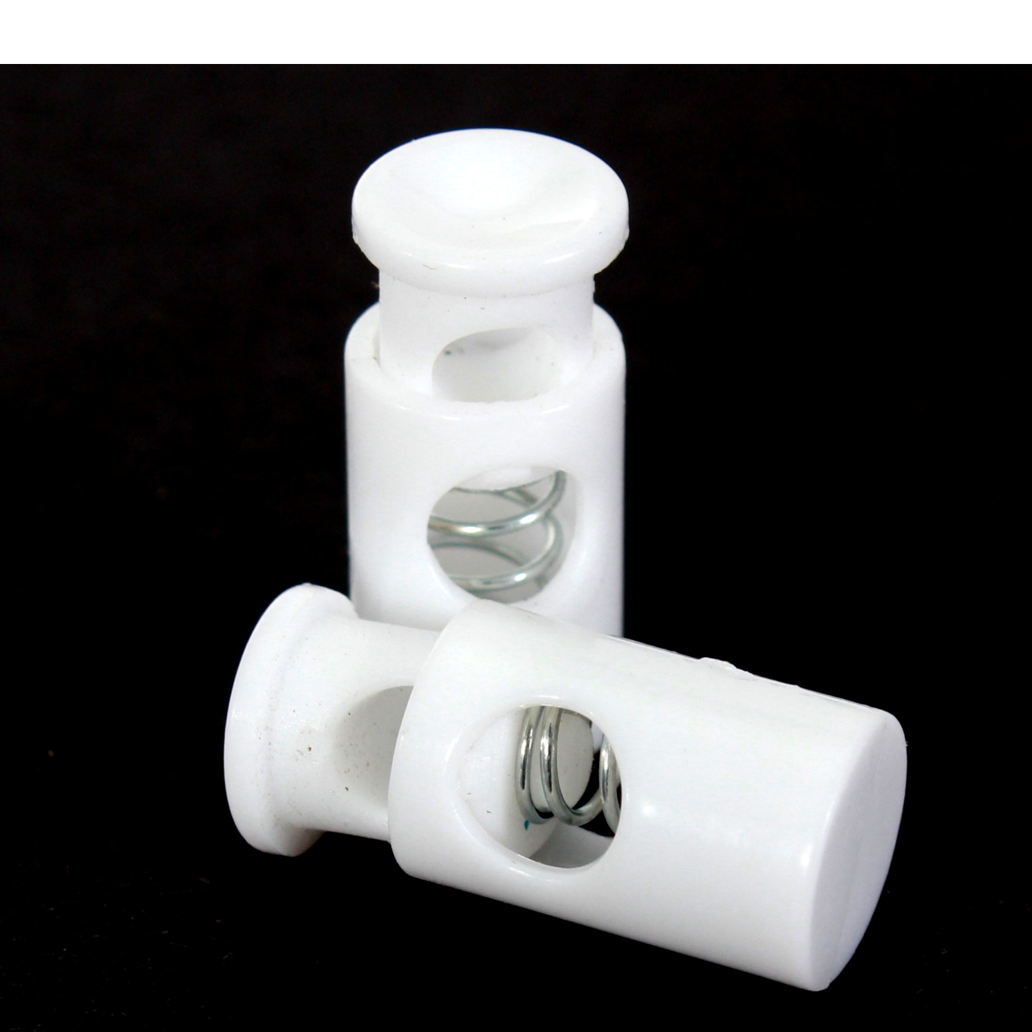 10x Zylinderkordelstopper 28mm in Weiß