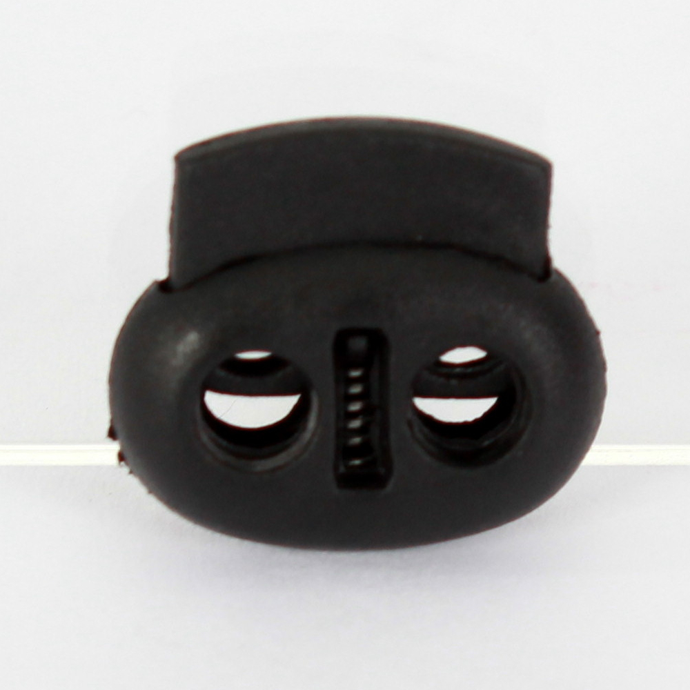 10x 2-Loch-Kordelstopper 17mm in Schwarz