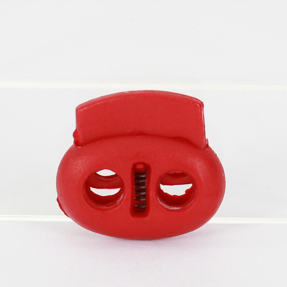 10x 2-Loch-Kordelstopper 17mm in Rot
