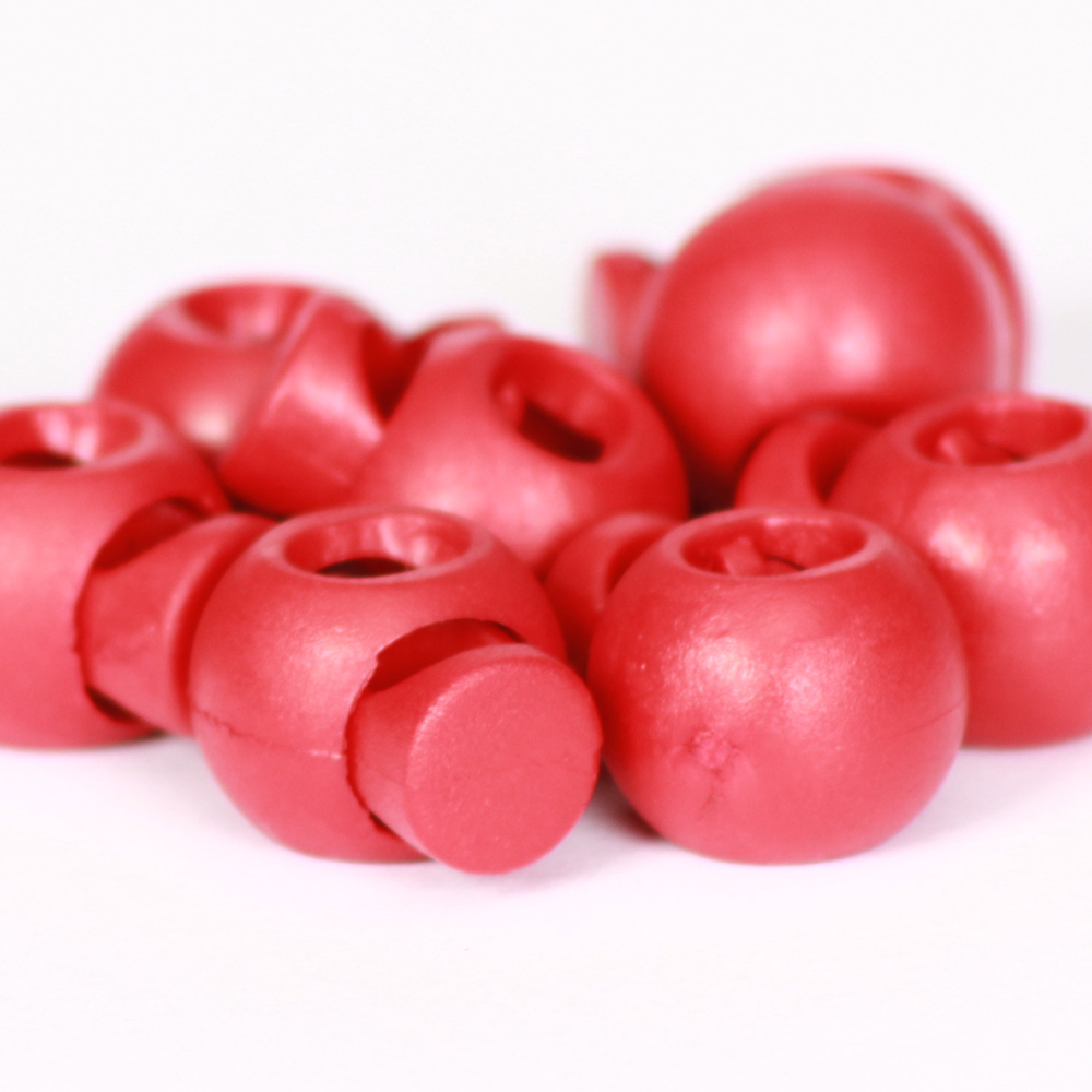 10x 1-Loch Kugel Kordelstopper 16mm in Rot