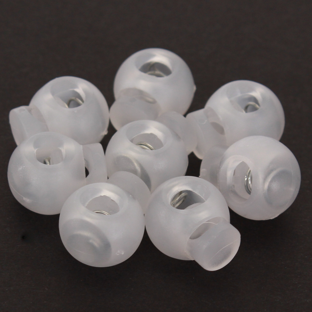 10x 1-Loch Kugel Kordelstopper 16mm in Transparent