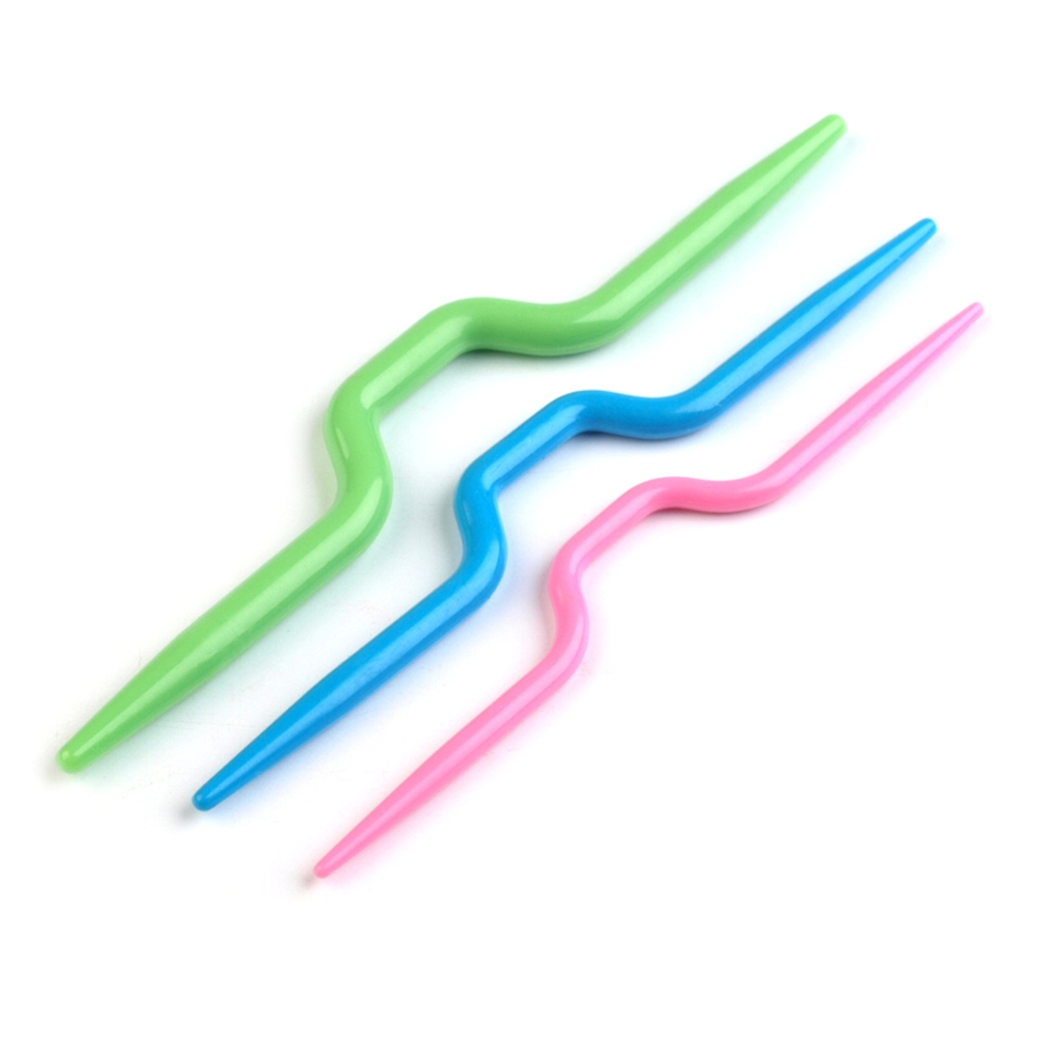 3 Zopfstricknadel - Kunststoff - 9,3 - 10 und 10,8 cm