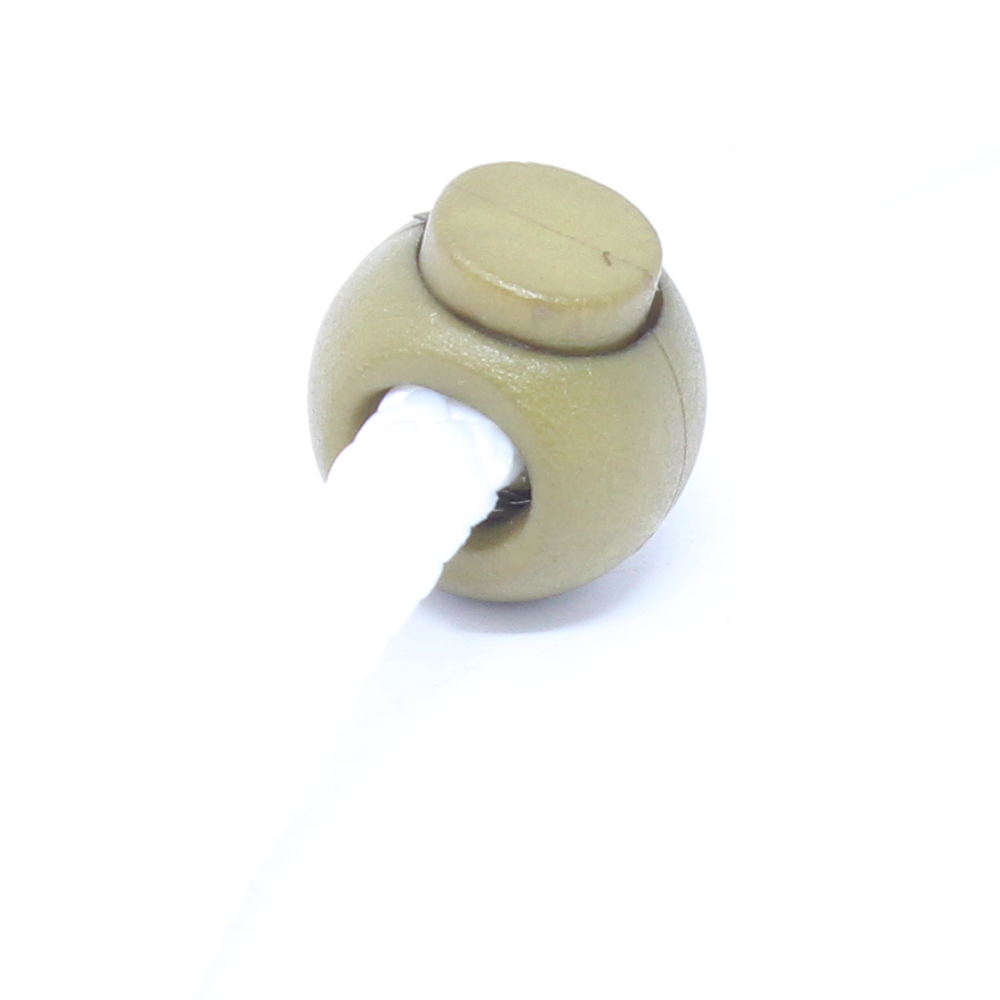 10x 1-Loch Kordelstopper - in Grün-Oliv (Khaki)