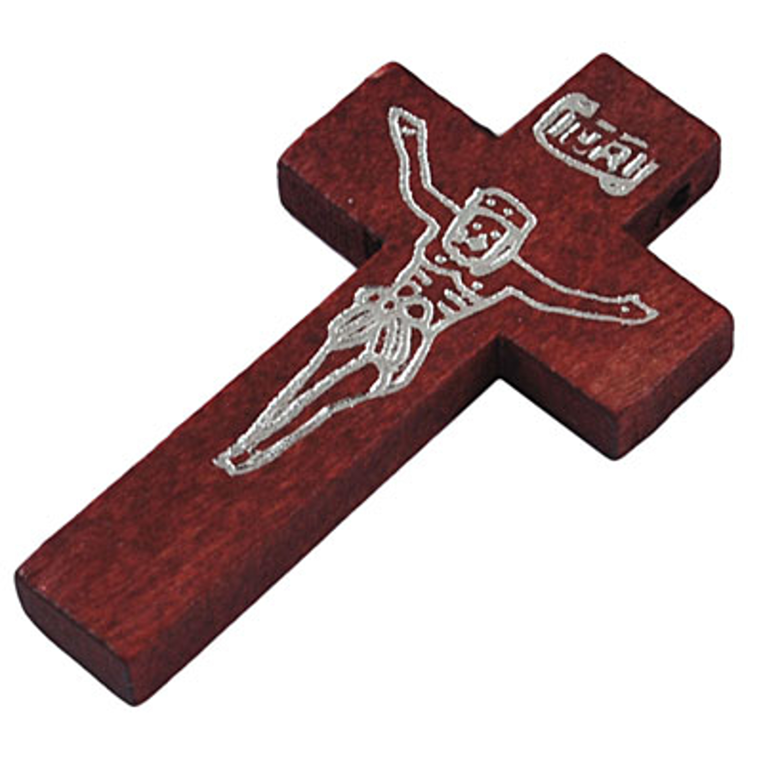 5x Anhänger Holzkreuz - 42x23 mm - Dunkel Rot