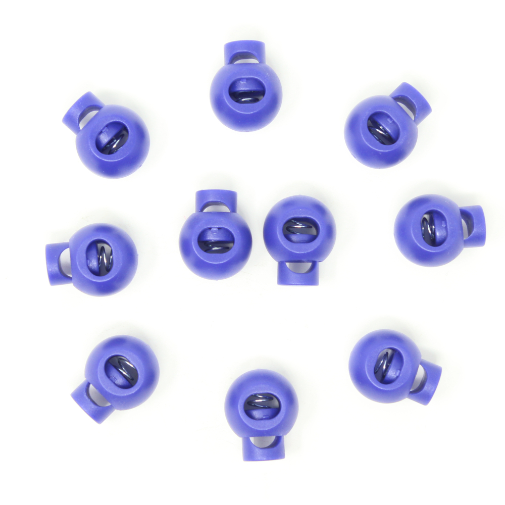 10x 1-Loch Kugel Kordelstopper - 20mm - XL - Blau-Lila