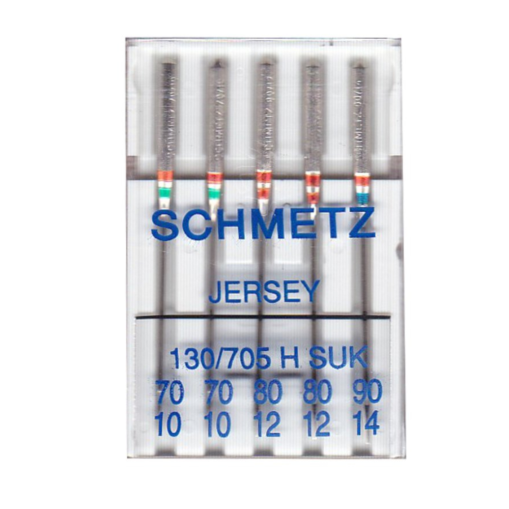 5 Jersey Nähmaschinennadeln | 130/705 H SUK | Nadeldicken: 2x 70/10, 2x 80/12, 1