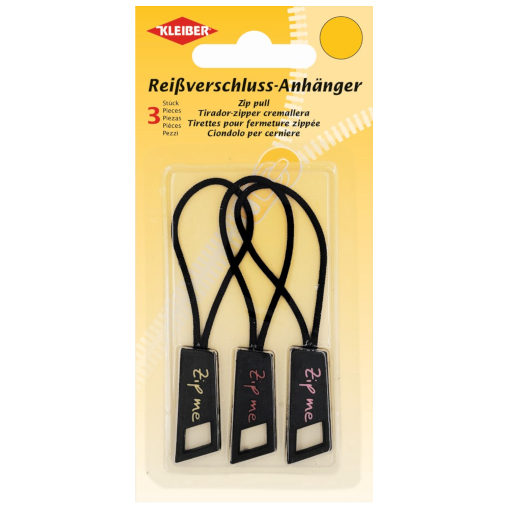 3 Reißverschluss Anhänger - Textfarbe: rosa-rot-gelb