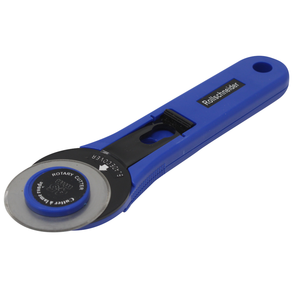 Rollschneider mit 45mm Ø Edelstahlklinge und blauem Gehäuse