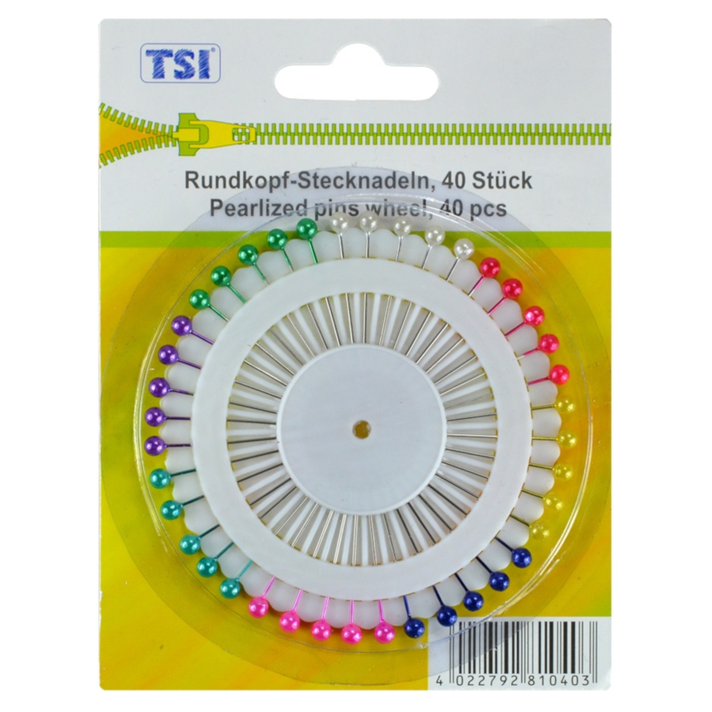 TSI | 40 Perlokopfstecknadeln mit farbigen Köpfen