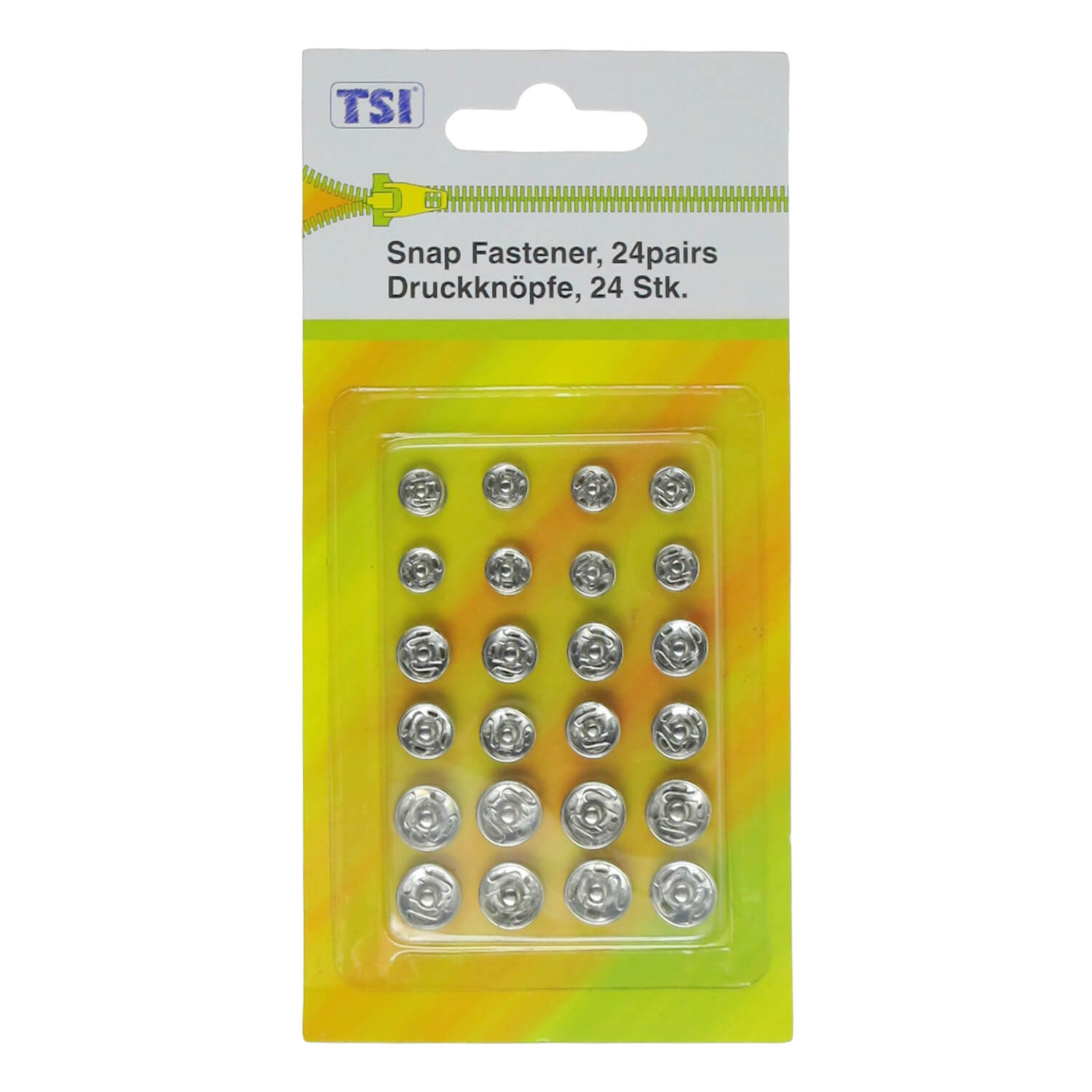 TSI | 24 silberfarbene Druckknöpfe, 7, 8 und 9 mm je 8 Stück