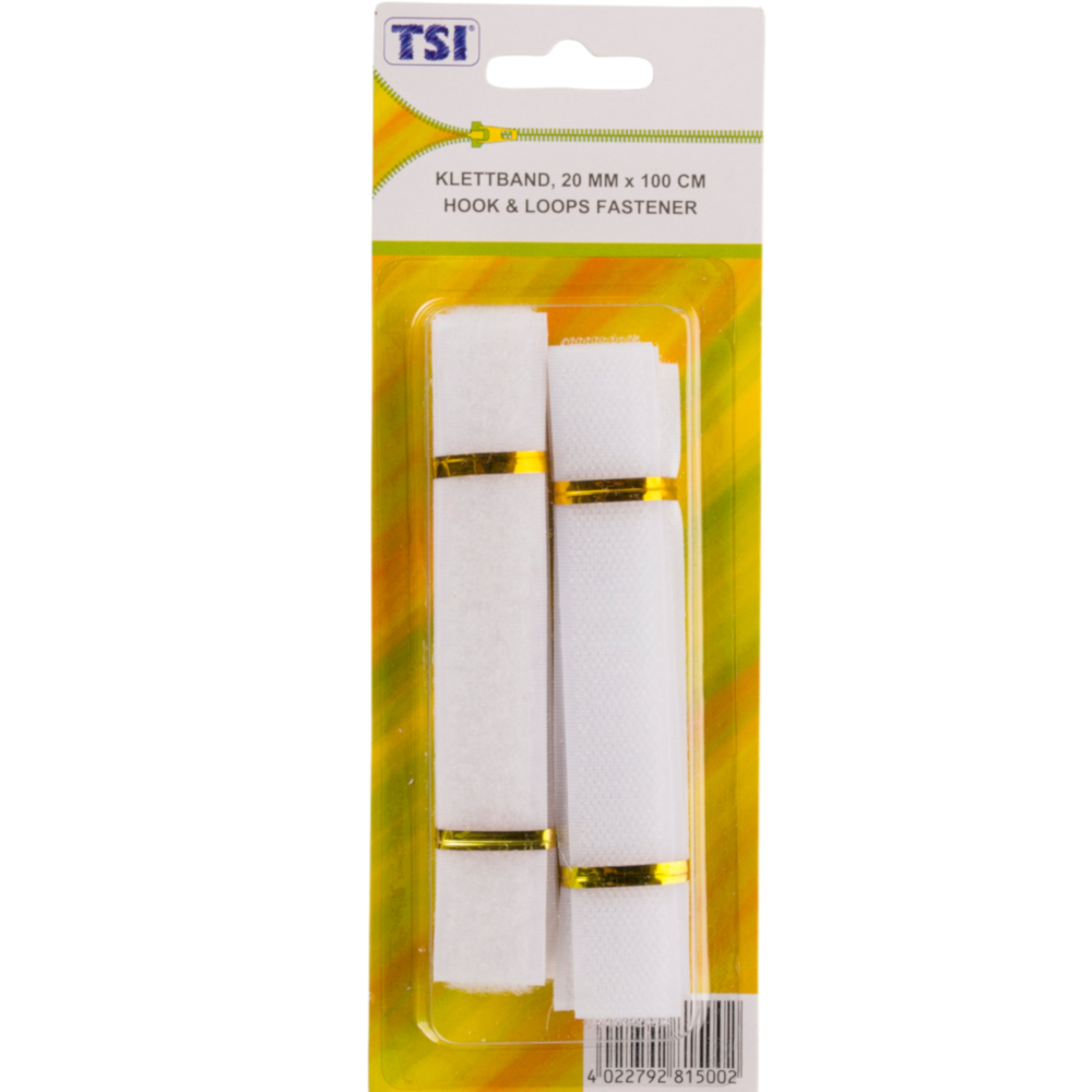 TSI | 1m Klettband mit 20mm Breite in der Farbe Weiß