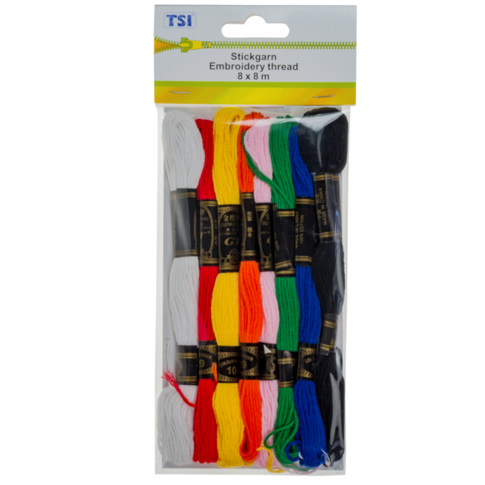 TSI | 8x Stickgarn mit je 8 Meter Docke in verschiedenen Farben