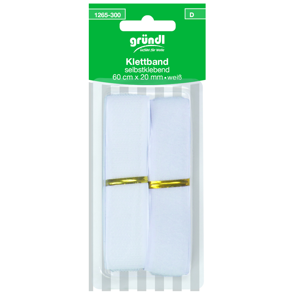 GR | Klettband selbstklebend 60cm lang und 20mm breit in Weiß