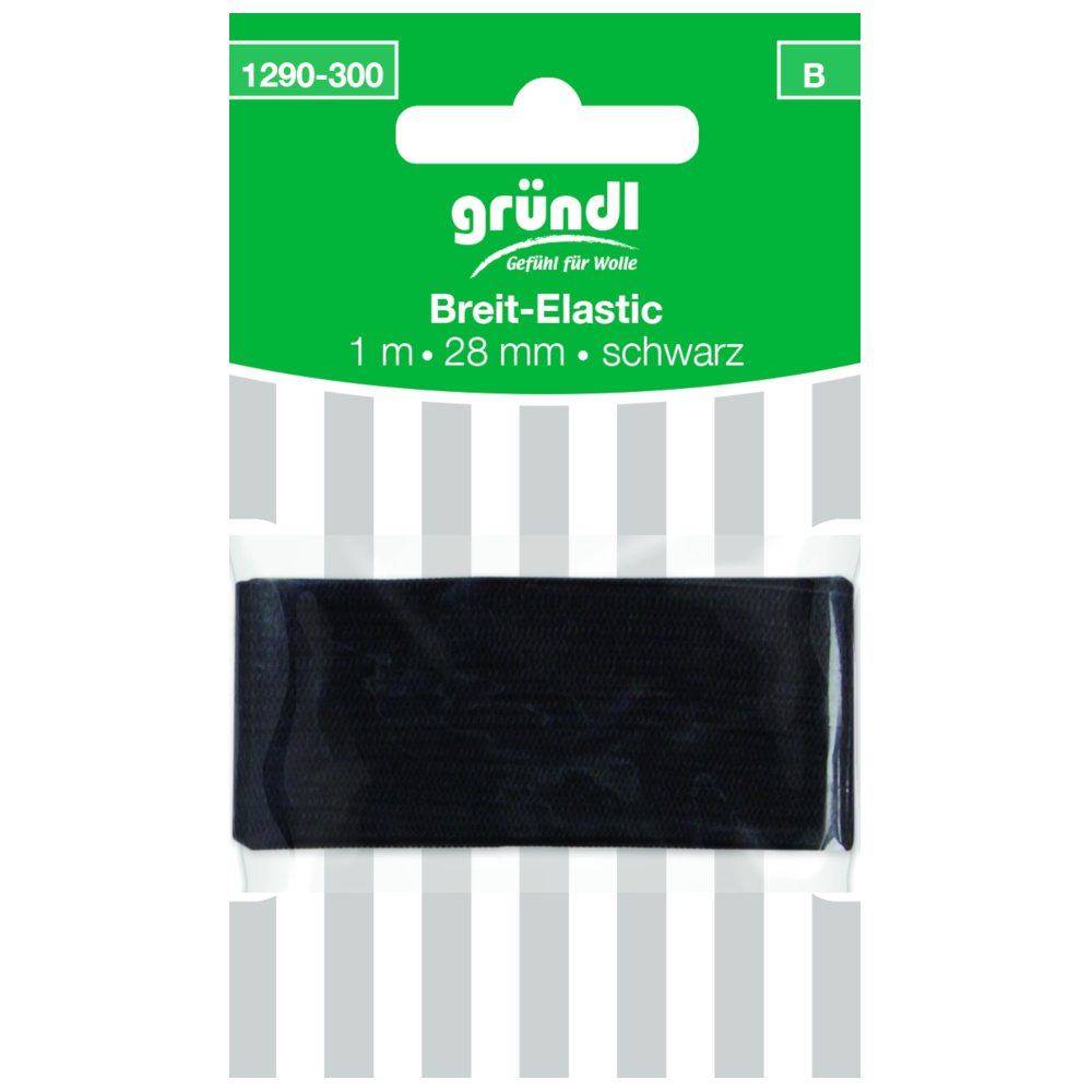 GRÜNDL | Breit Elastic Gummiband 28mm - 1 Meter in Schwarz (1290-300)