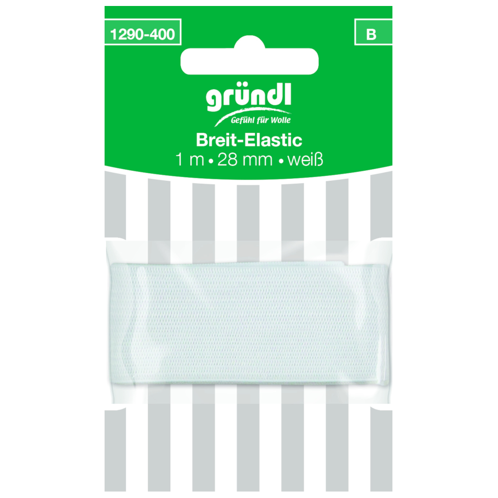 GRÜNDL | Breit Elastic Gummiband 28mm - 1 Meter in Weiss (1290-400)